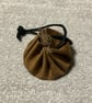 Tan Brown Suede Dice Bag - Drawstring Pouch - FREE SHIPPING