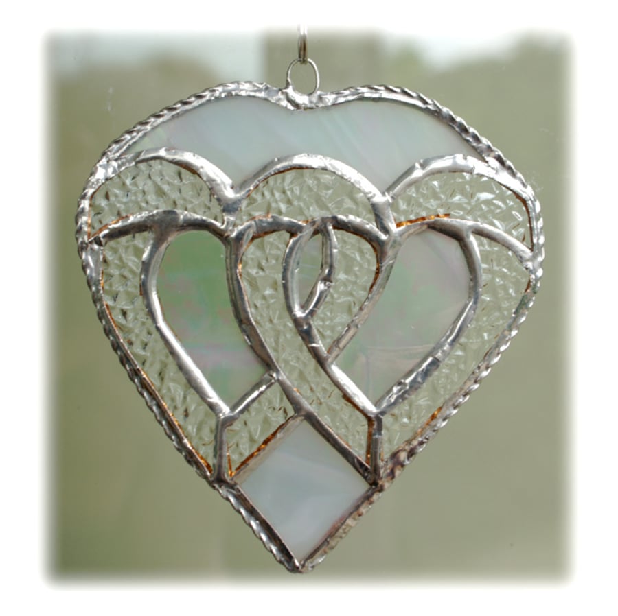 Wedding Hearts Stained Glass Suncatcher Silver Anniversary Gift