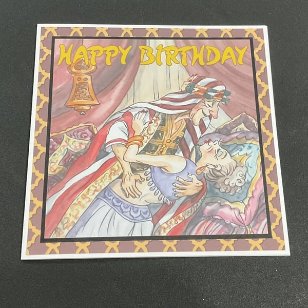 Handmade Funny Wrinklies at the Movies 6 x6 inch Birthday card -  The Sheik