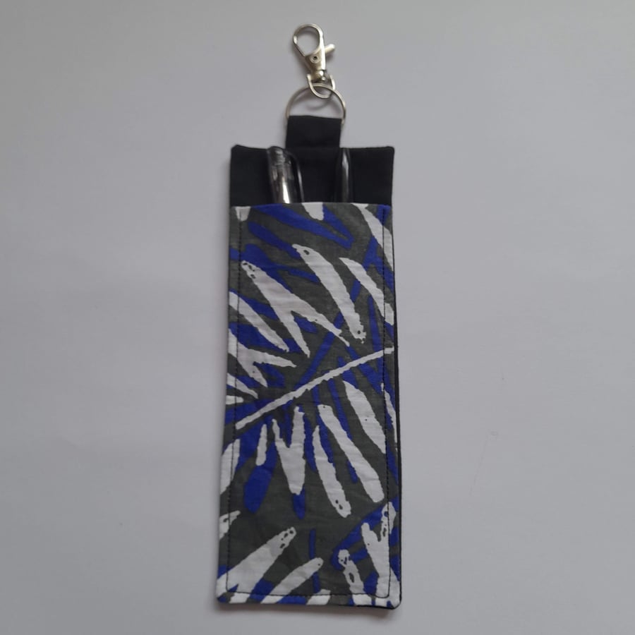 Lanyard Pen Holder with Grey, White and Blue Pattern