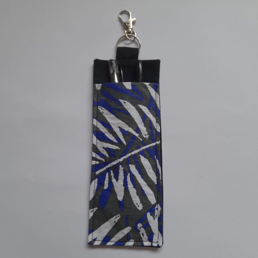 Lanyard Pen Holder with Grey, White and Blue Pa... Folksy