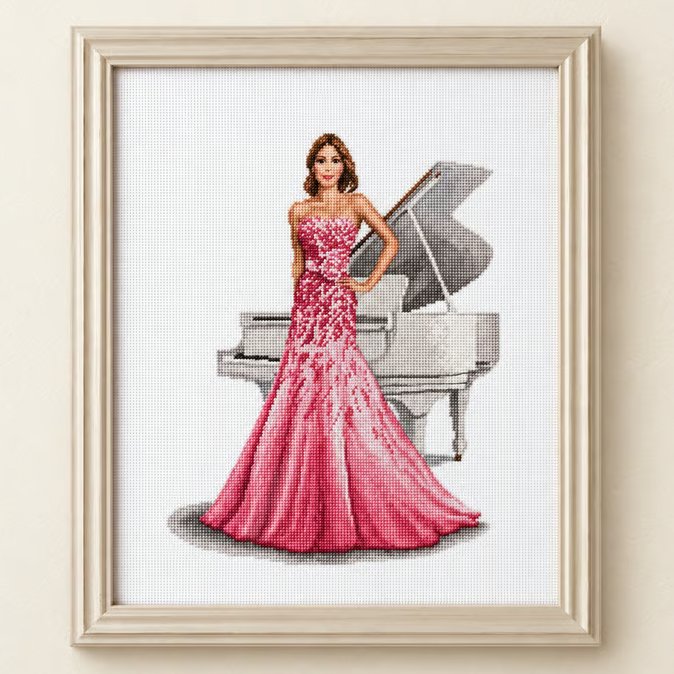 Complete Framed Cross Stitch – Rose from a design by John Clayton 
