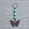 Keyring or Bag Charm – Butterfly and Turquoise Stone Beads with Crystal Accents