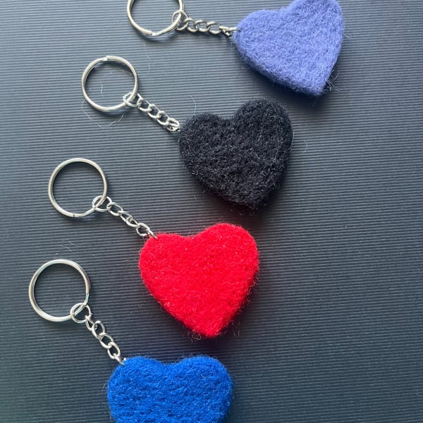 Needle felted heart keyring
