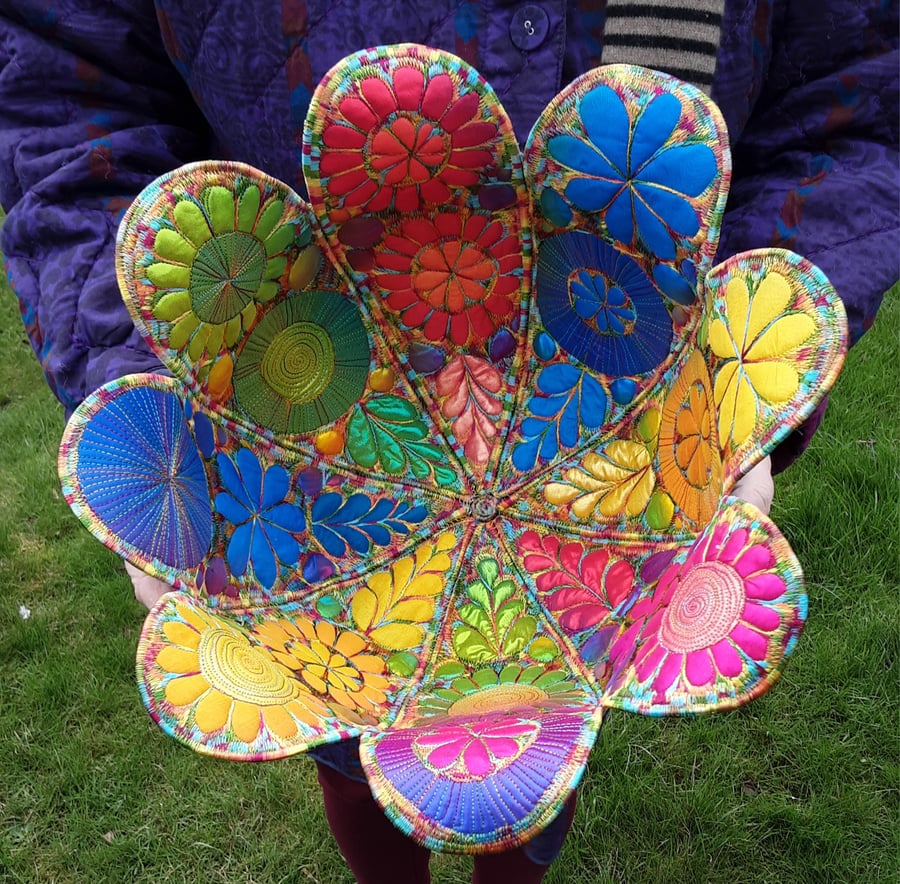 Textile Bowl Free Machine Embroidery 