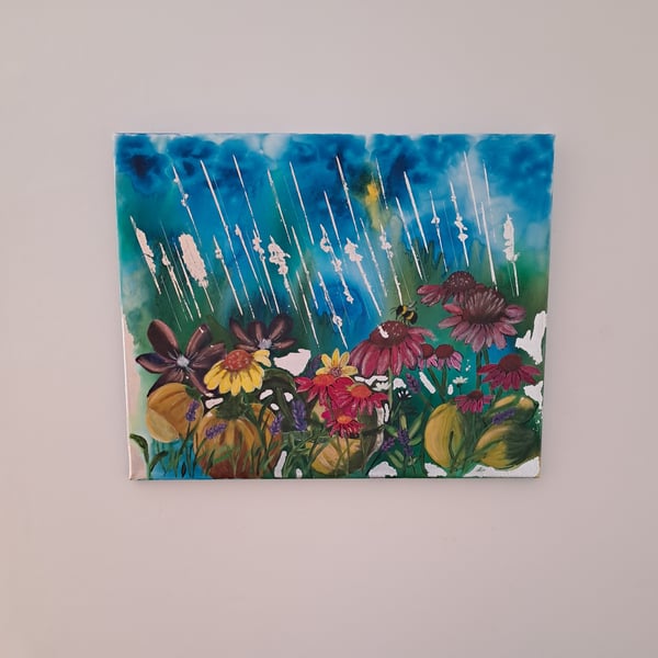 An Original Impressionist Acrylic painting of Harvest Rain 