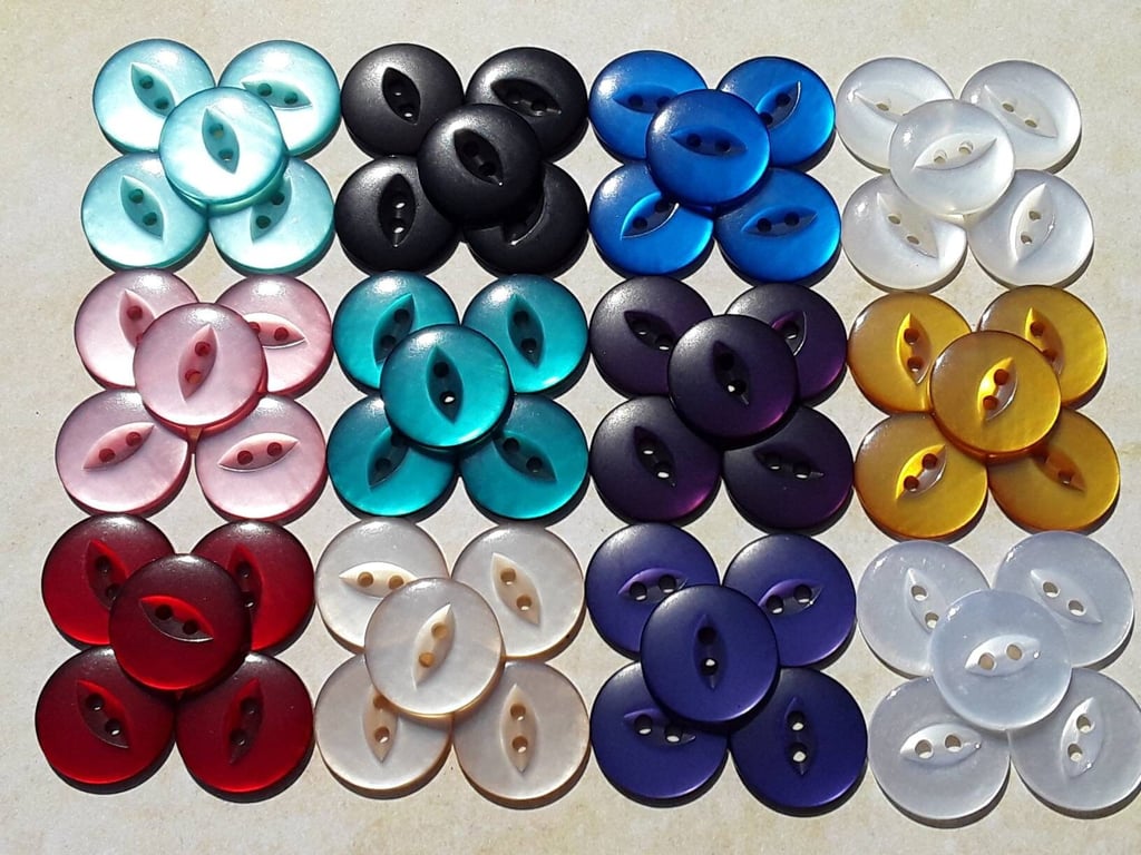 19mm 34"(30L) Classic Fisheye Buttons in 12 Colours
