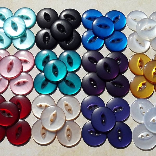19mm 34"(30L) Classic Fisheye Buttons in 12 Colours