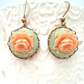 Pretty Rose Cabochon Earrings..