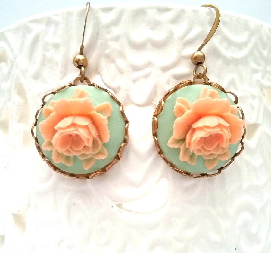 Pretty Rose Cabochon Earrings..