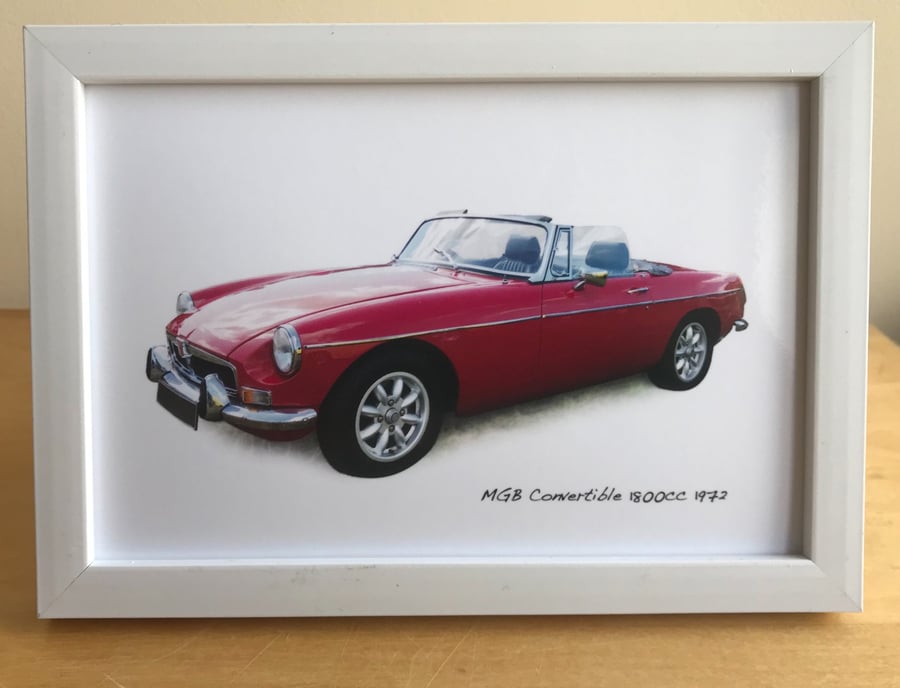 MGB 1800 1972 - 4x6", A4 or A3 Print in a Black or White frame