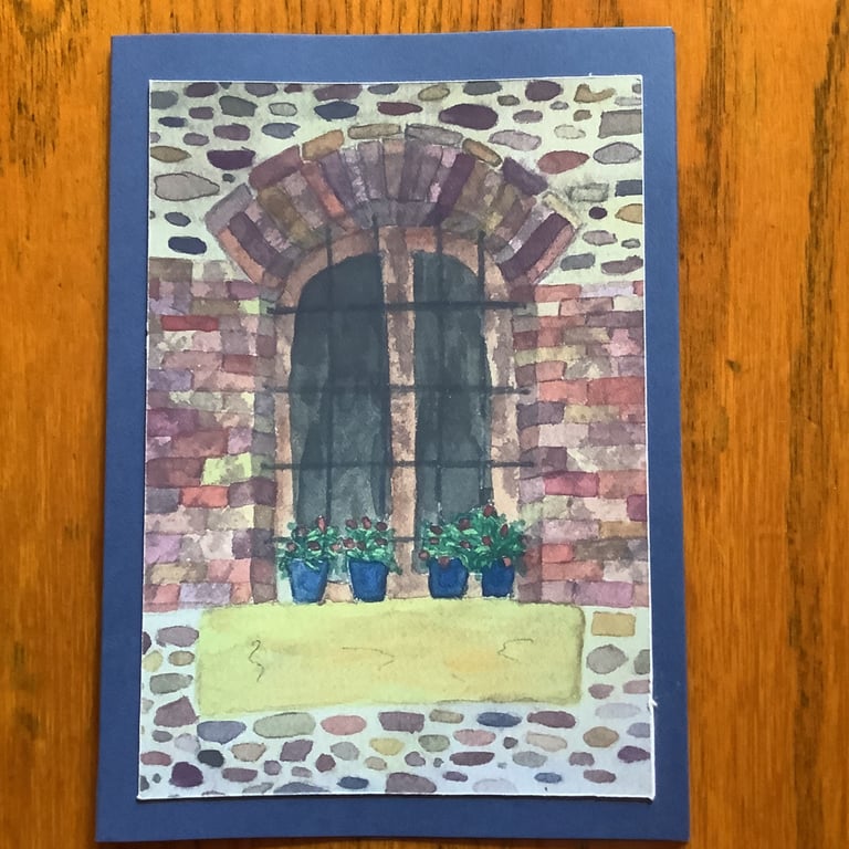 Handmade photo card of original art 'Tuscan Castle Window'