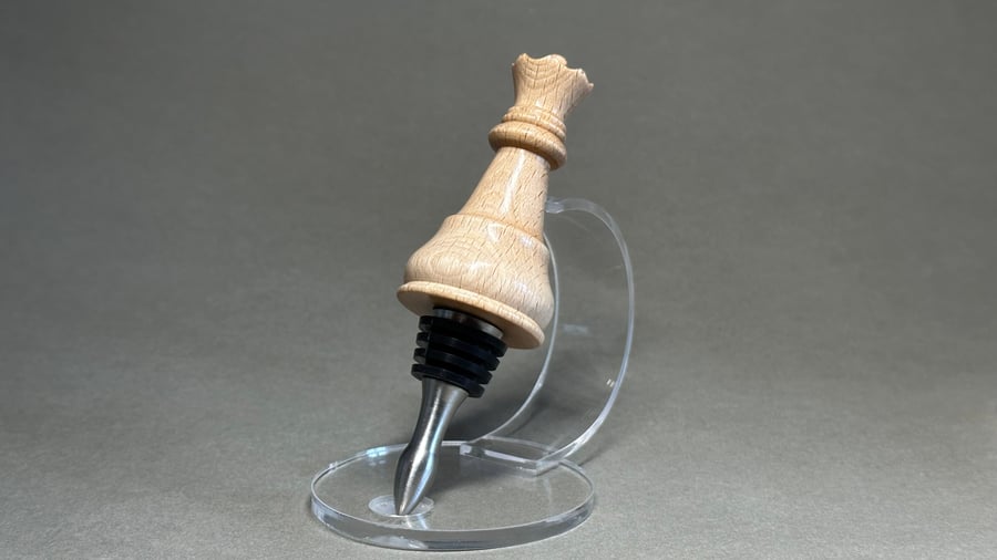 Hand turned chess piece bottle stopper