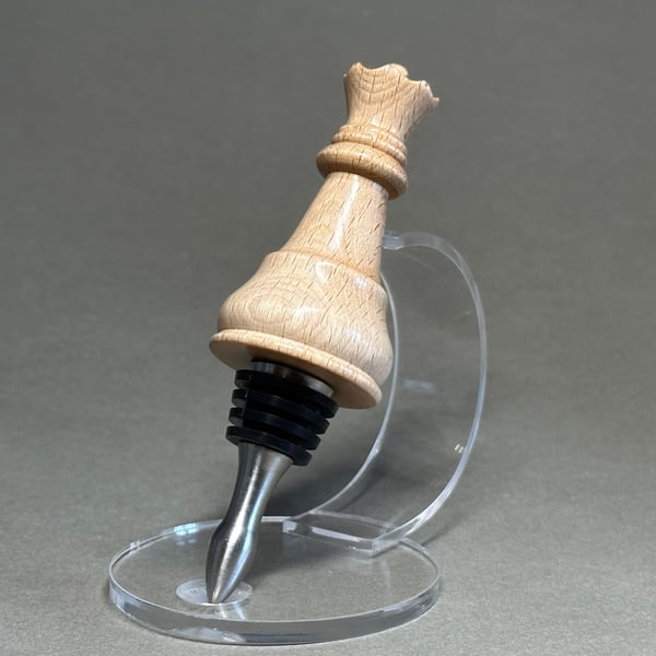 Hand turned chess piece bottle stopper