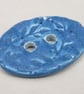 Large Cornflower Blue Sprig Oval Handmade Ceramic Button - Image 2
