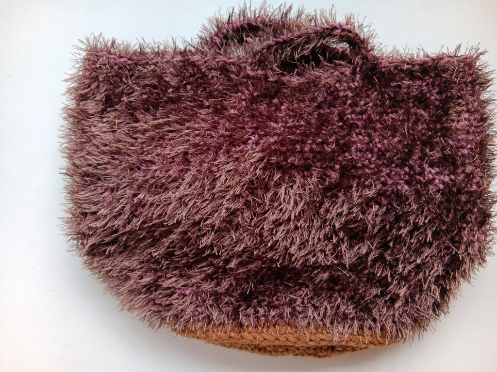 Crochet Basket Bag (Chocolate Fur) - holds so much!