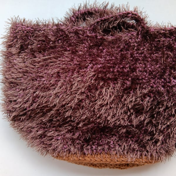 Crochet Basket Bag (Chocolate Fur) - holds so much!