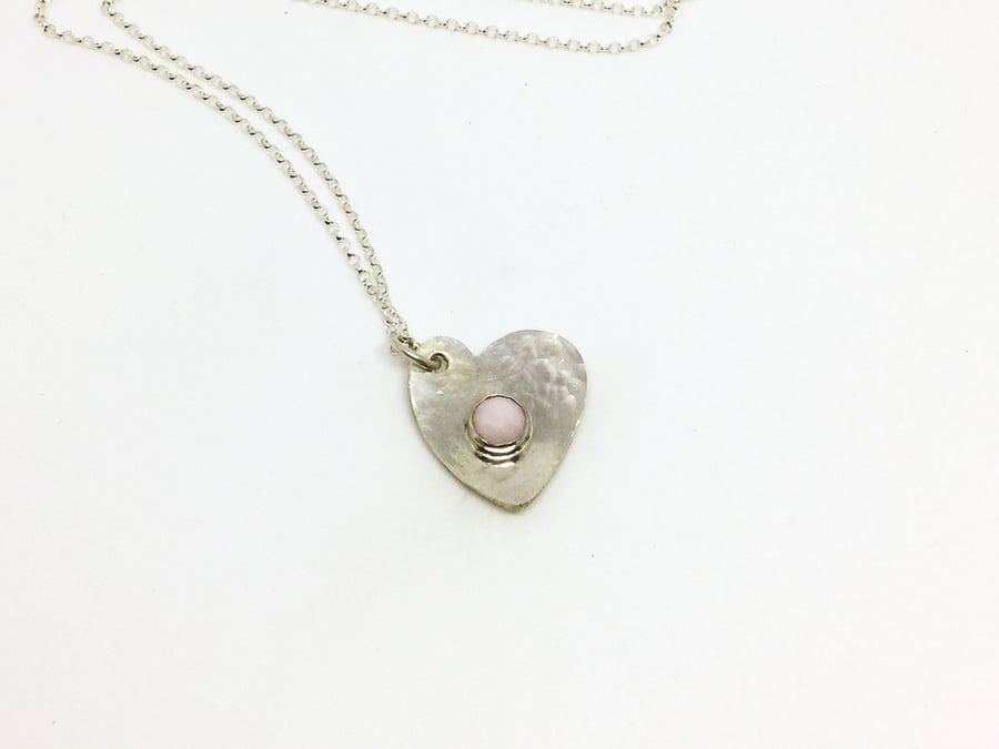 Handmade Sterling Silver And Pink Opal Secret Heart Pendant