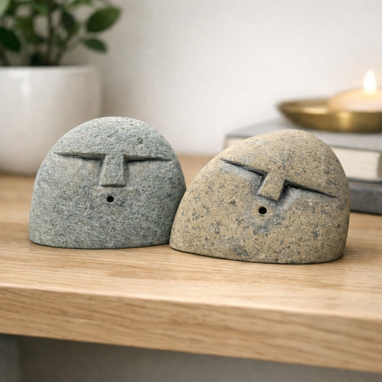 Pair of Hand-Carved mini Stone Oof Figurines