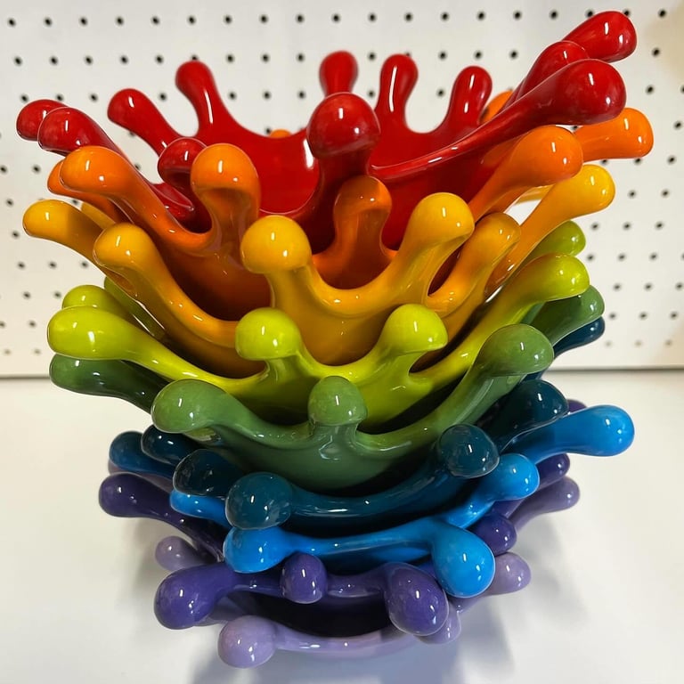 SALE Ceramic Purple Blue Splat Bowl