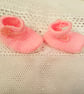 Pink and White Knitted Mary Jane Shoes for a Premature Baby, Baby Gift - Image 6