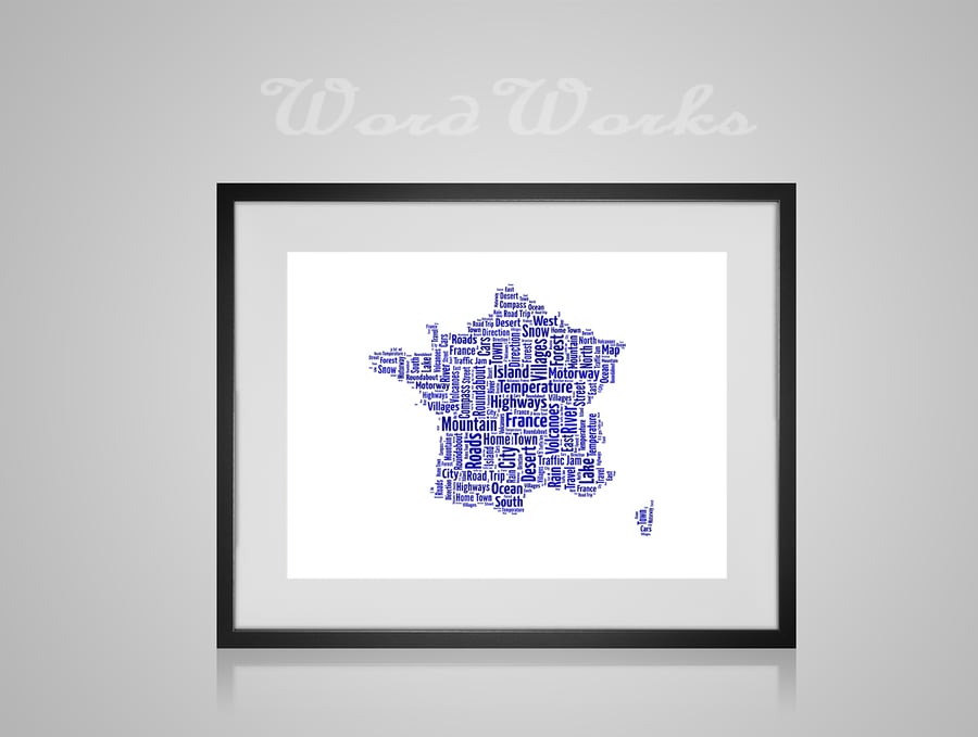 Personalised France Map Design Word Art Gifts  