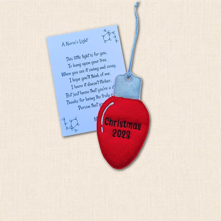 A Nurse's Light Christmas Tree Decoration - Light Bulb Ornament