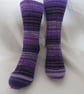 Hand-cranked Knitted Ribbed Wool Socks Size 4 to 5 - Image 1