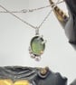 Moss Green Sea Glass in Sterling Silver with Gold - Image 3