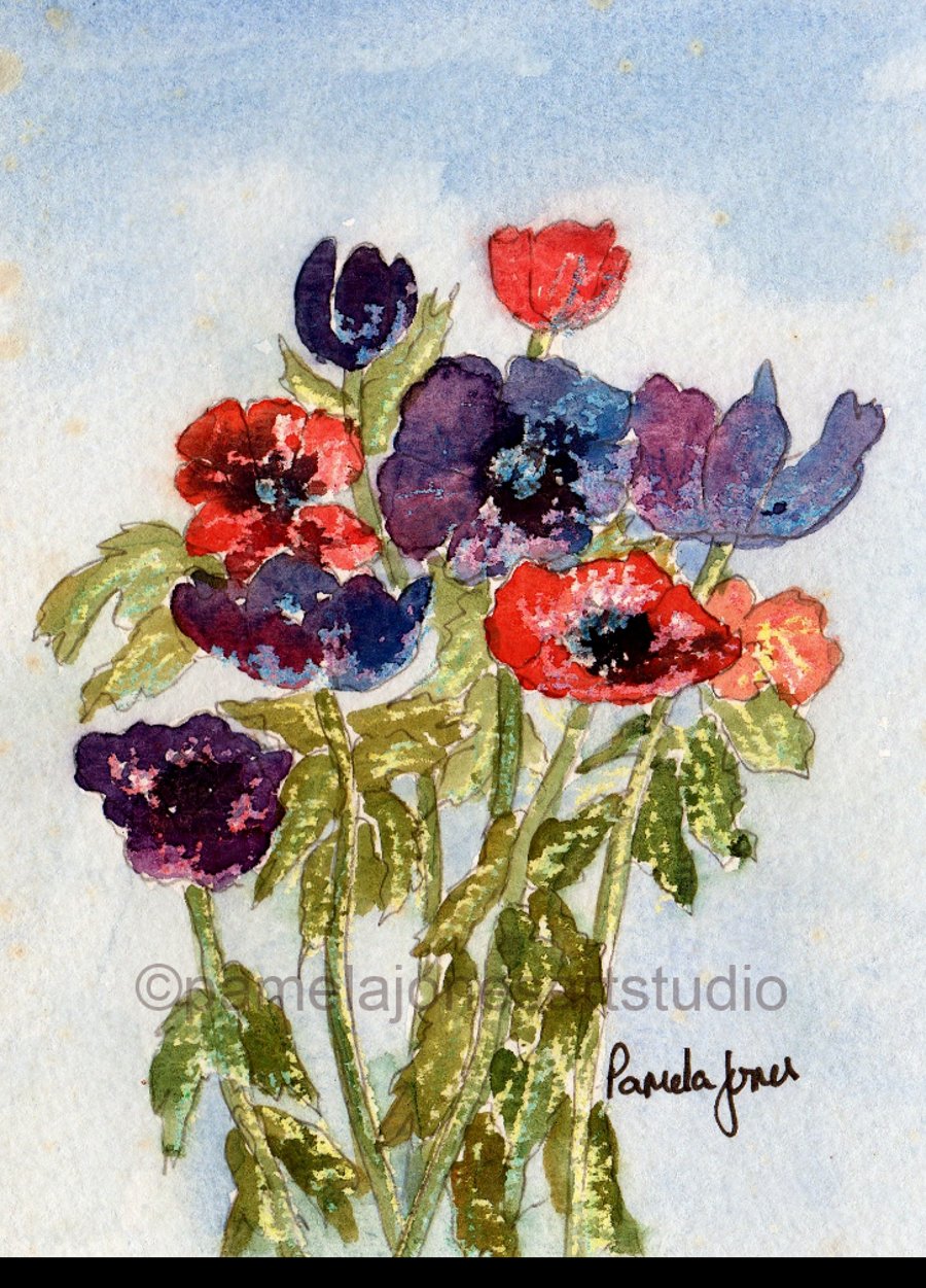 Pansies, Original Watercolour, Painting  in 9 x 7 '' Mount, Floral Art