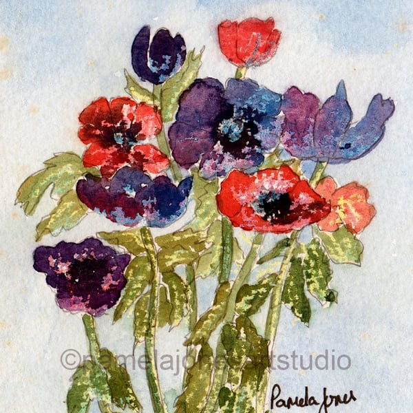 Pansies, Original Watercolour, Painting  in 9 x 7 '' Mount, Floral Art