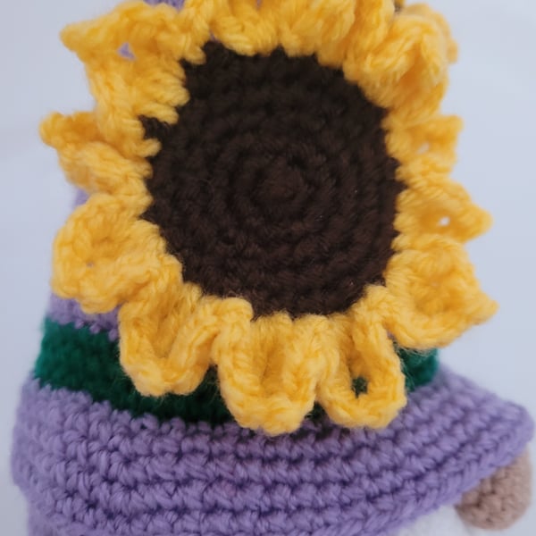Sunflower Gonk, crocheted 
