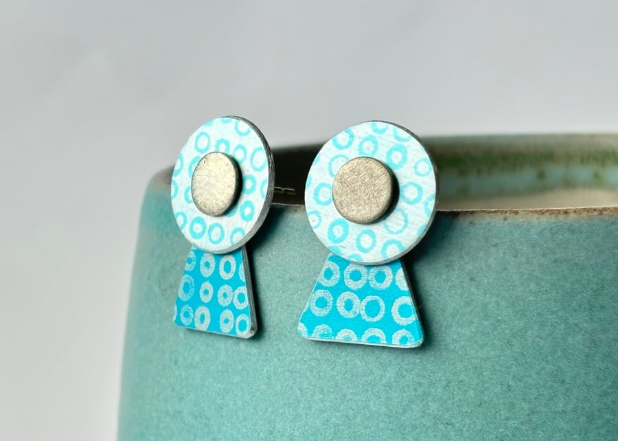 Multi way colour triangle earrings