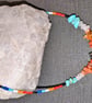 Turquoise Hematite and Quartz Necklace 