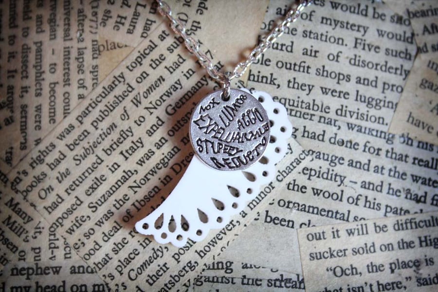 Magic Spell Owl Feather Wizard Witch Necklace