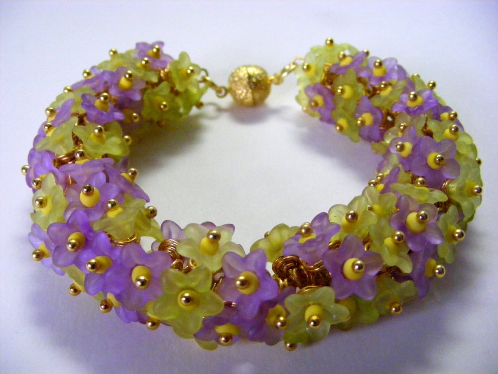 Handmade Lucite Flower Bracelet