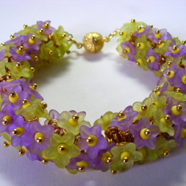 Handmade Lucite Flower Bracelet