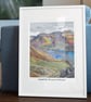 A4 Framed (choice of colours) Scafell Pike Lake District Art Print
