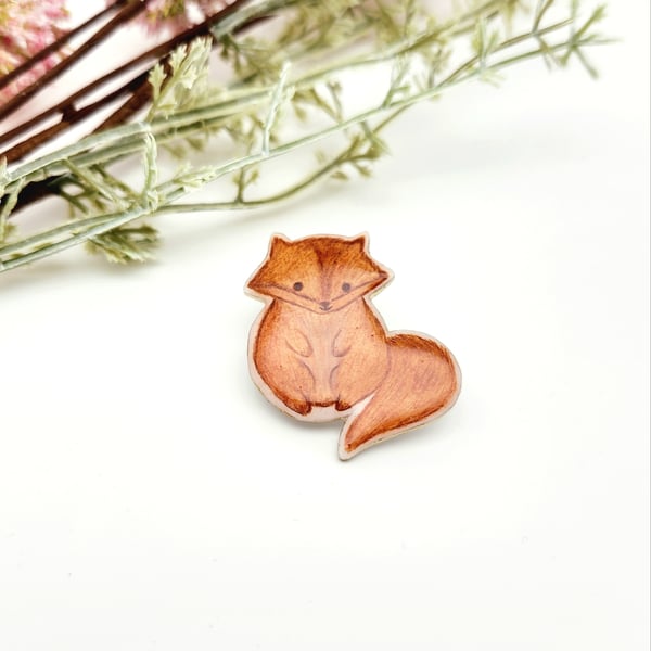 Brooch, Pin, Handmade Lovely Fox Pin, Shrink Plastic Pin