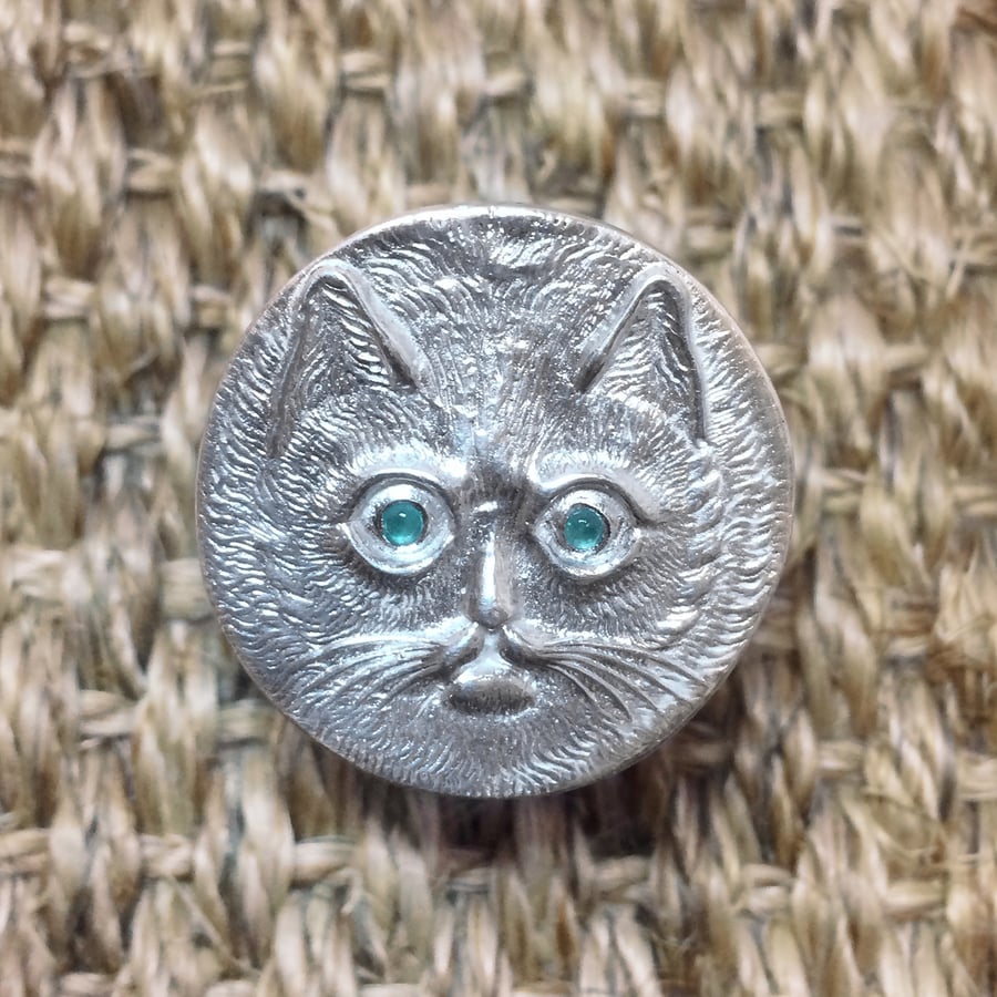 Cat face Ring (large), Sterling Silver