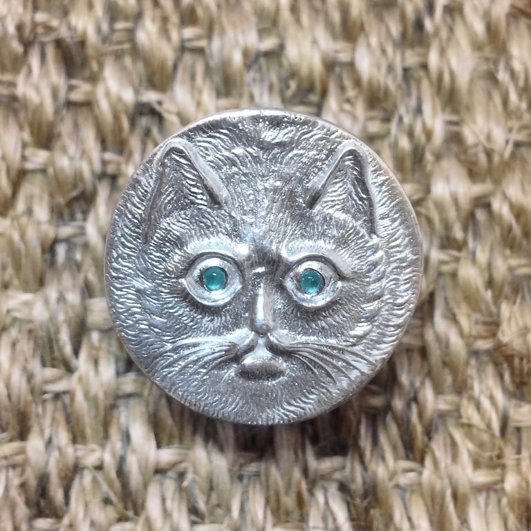 Cat face Ring (large), Sterling Silver