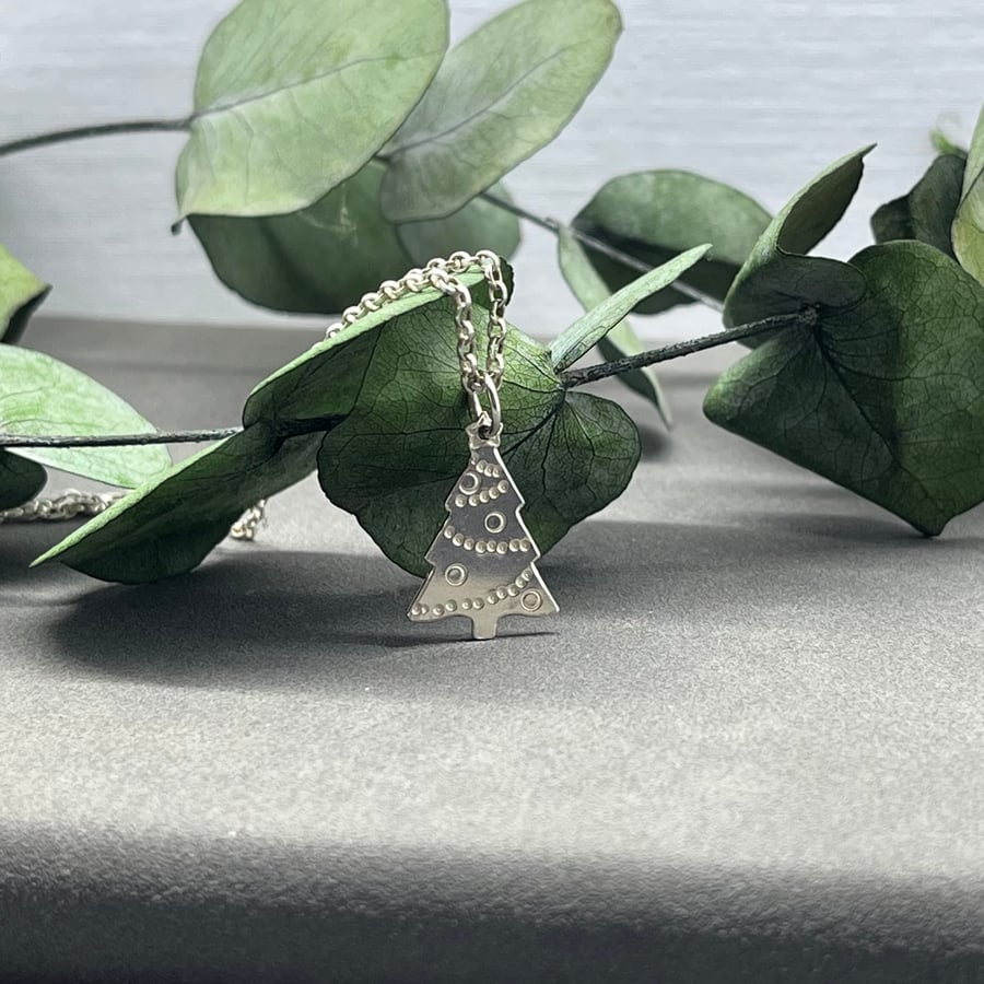 Handmade Sterling Silver Christmas Tree Pendant 2