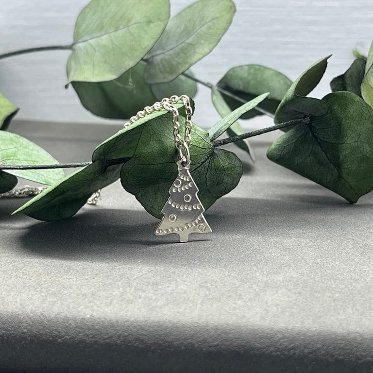 Handmade Sterling Silver Christmas Tree Pendant 2