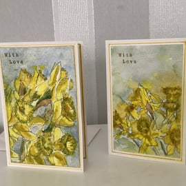 Three pack daffodil design greetings cards