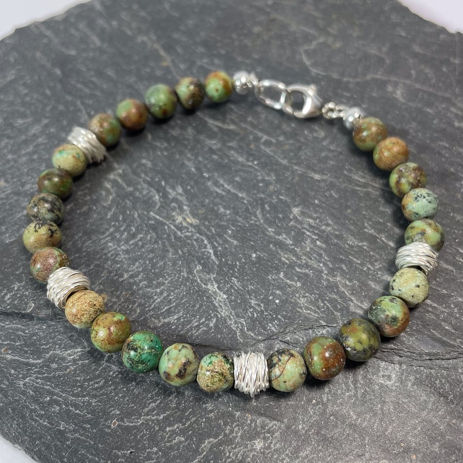 African turquoise and silver bracelet
