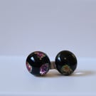 Sparkly, spotty fused glass stud earrings