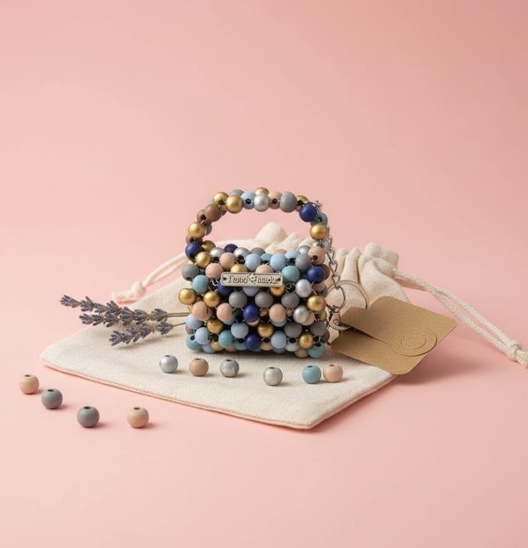 Handmade Beaded Mini Bag Charm - Multicolour  by NedkaHandmade