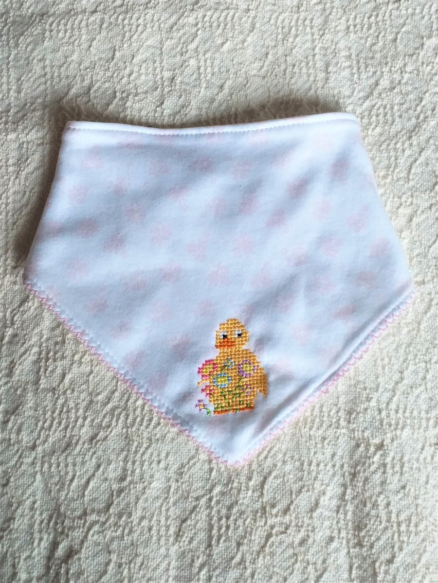 Duckling, Dribble Bib, hand embroidered