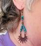 Turquoise and bronze sunburst dangle earrings  - Image 4
