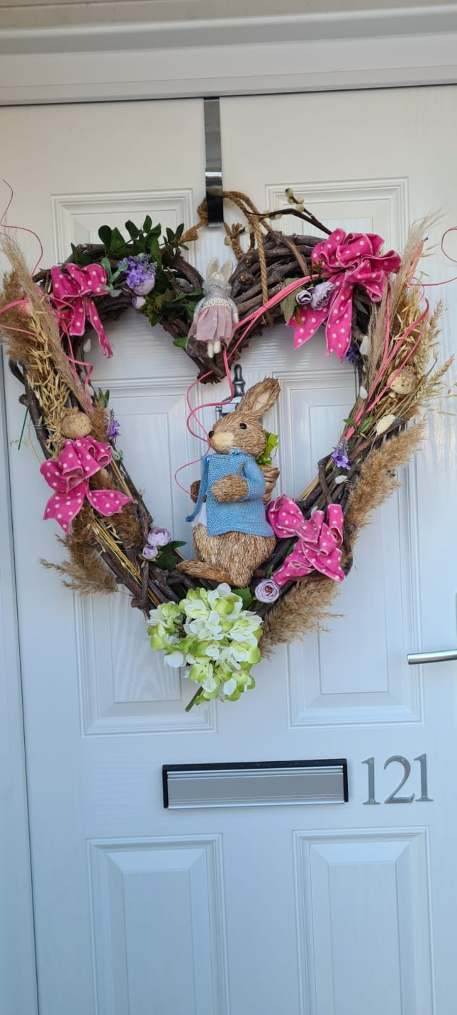 XL wood  twig heart shaped easter wreath 